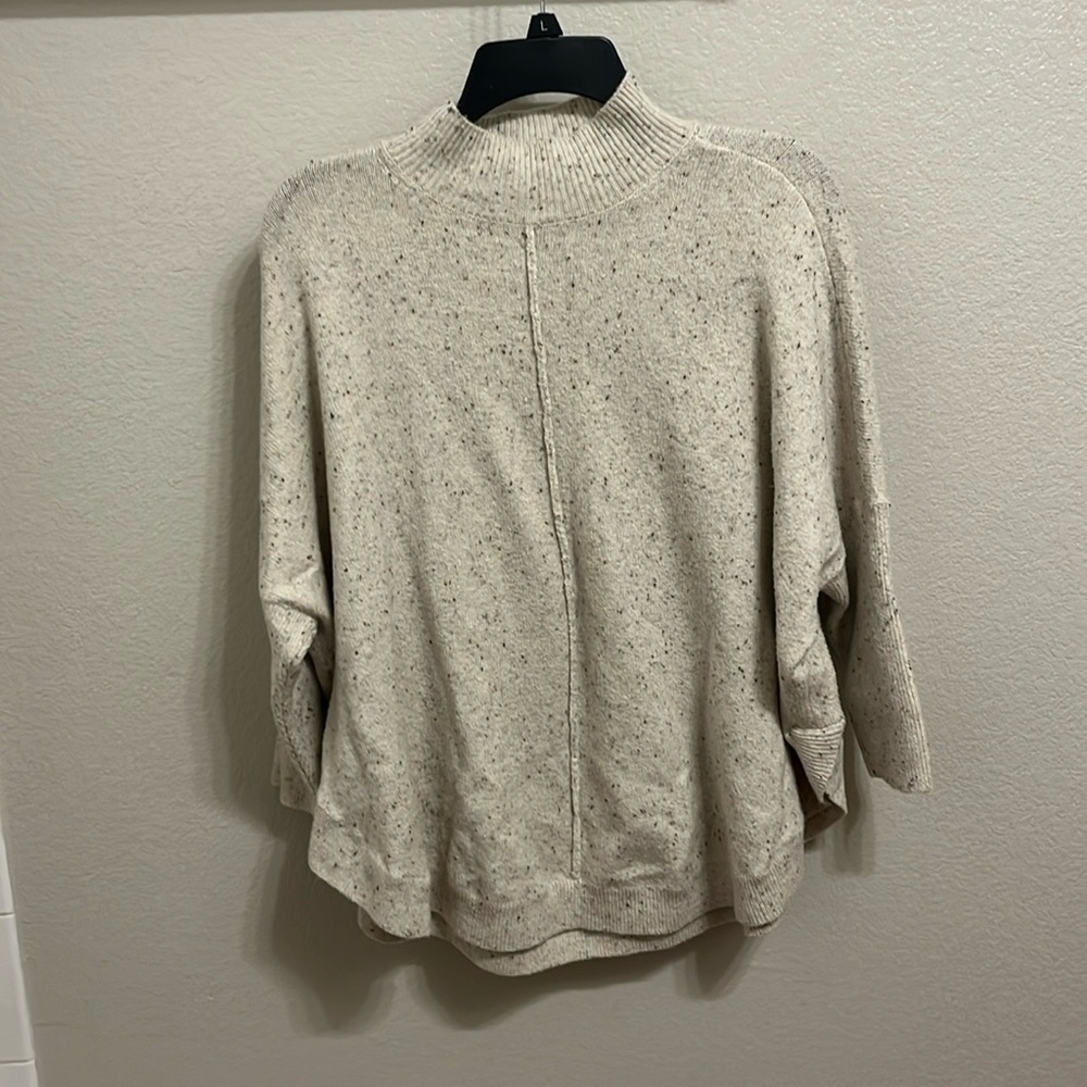 Loft Large Petite Cream Mock Neck Sweater